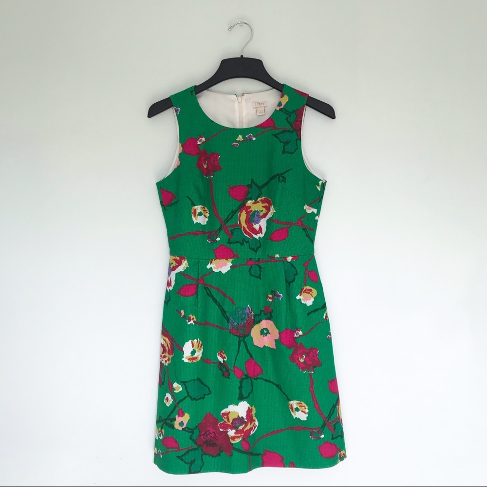 JCrew NWT Sleeveless Green Floral Dress Size 4
